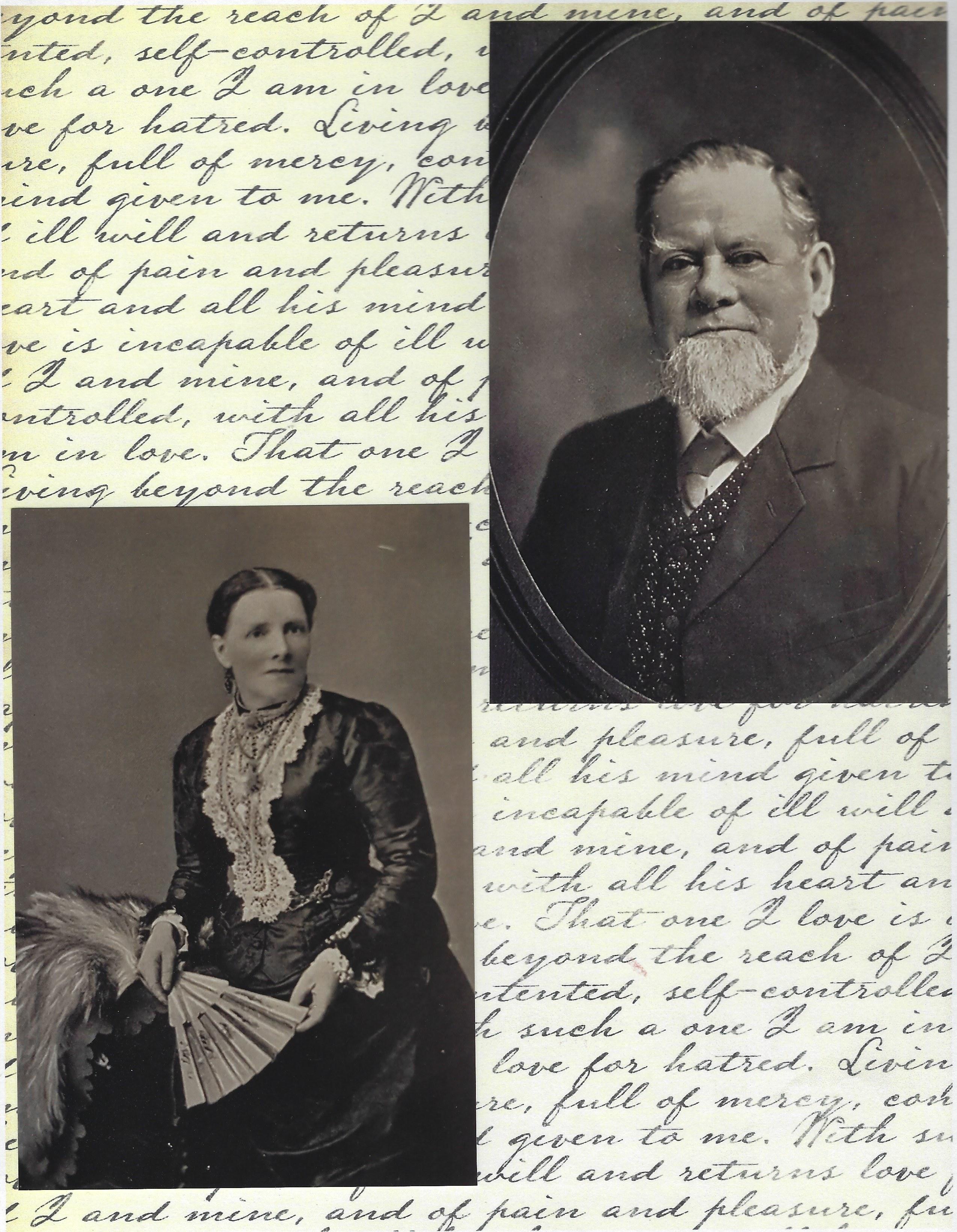 Bicknell frontispiece — ancestor portraits over handwritten text