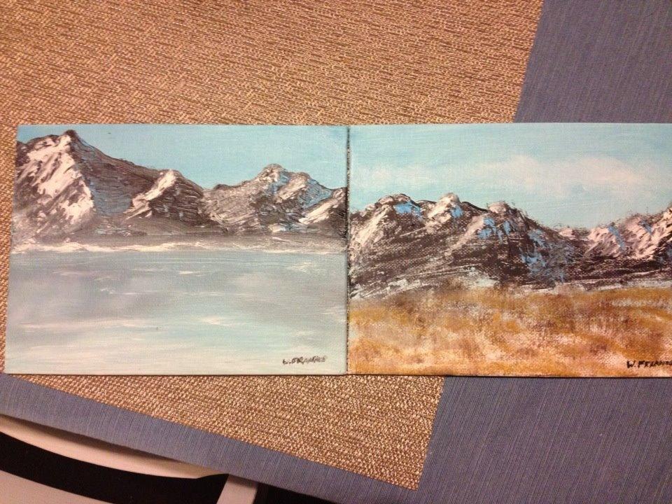 Paired mountain landscape studies