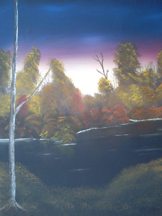 Autumn trees at twilight