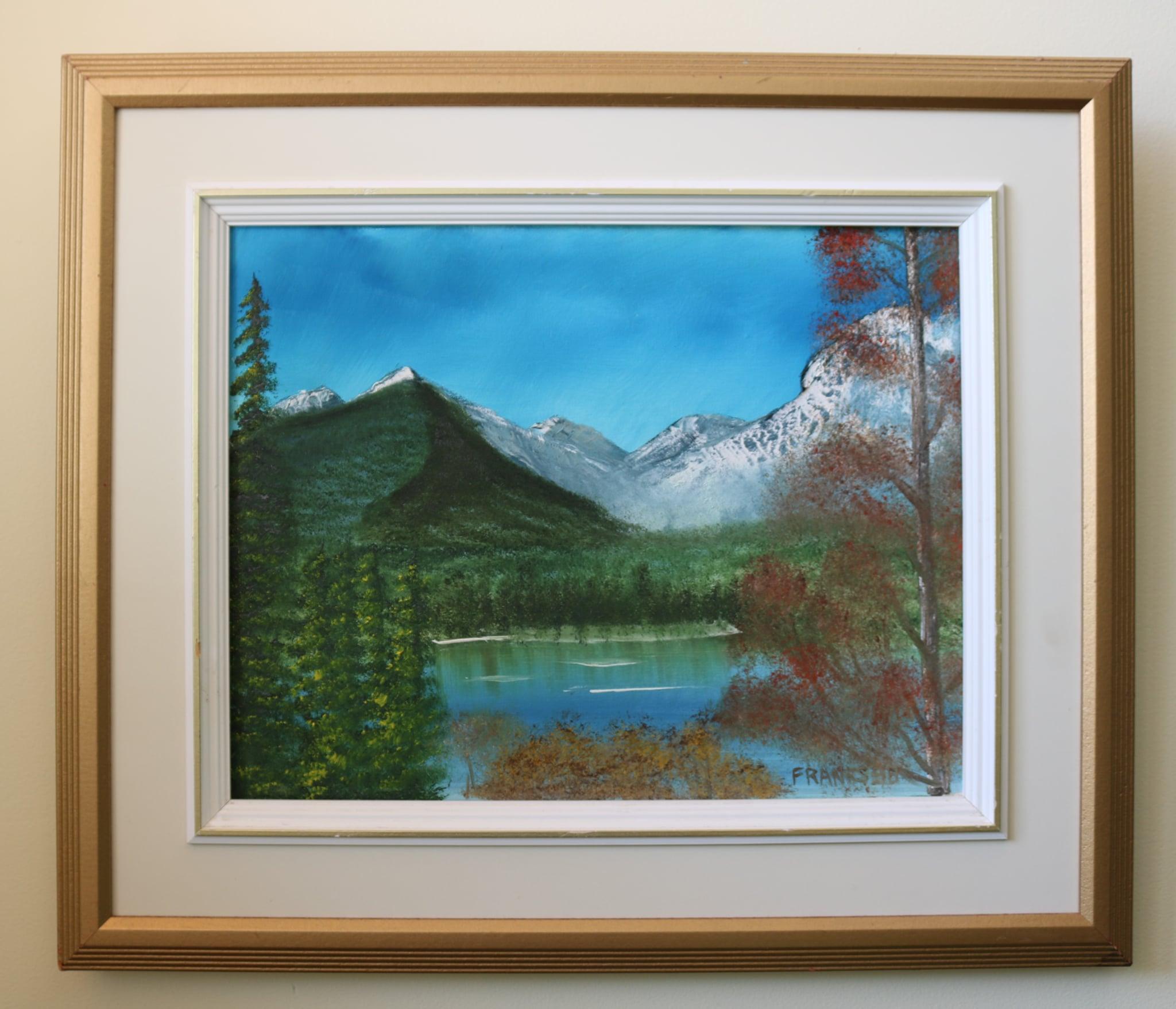 Pike’s Peak, oil on canvas, 1998, in a gold frame